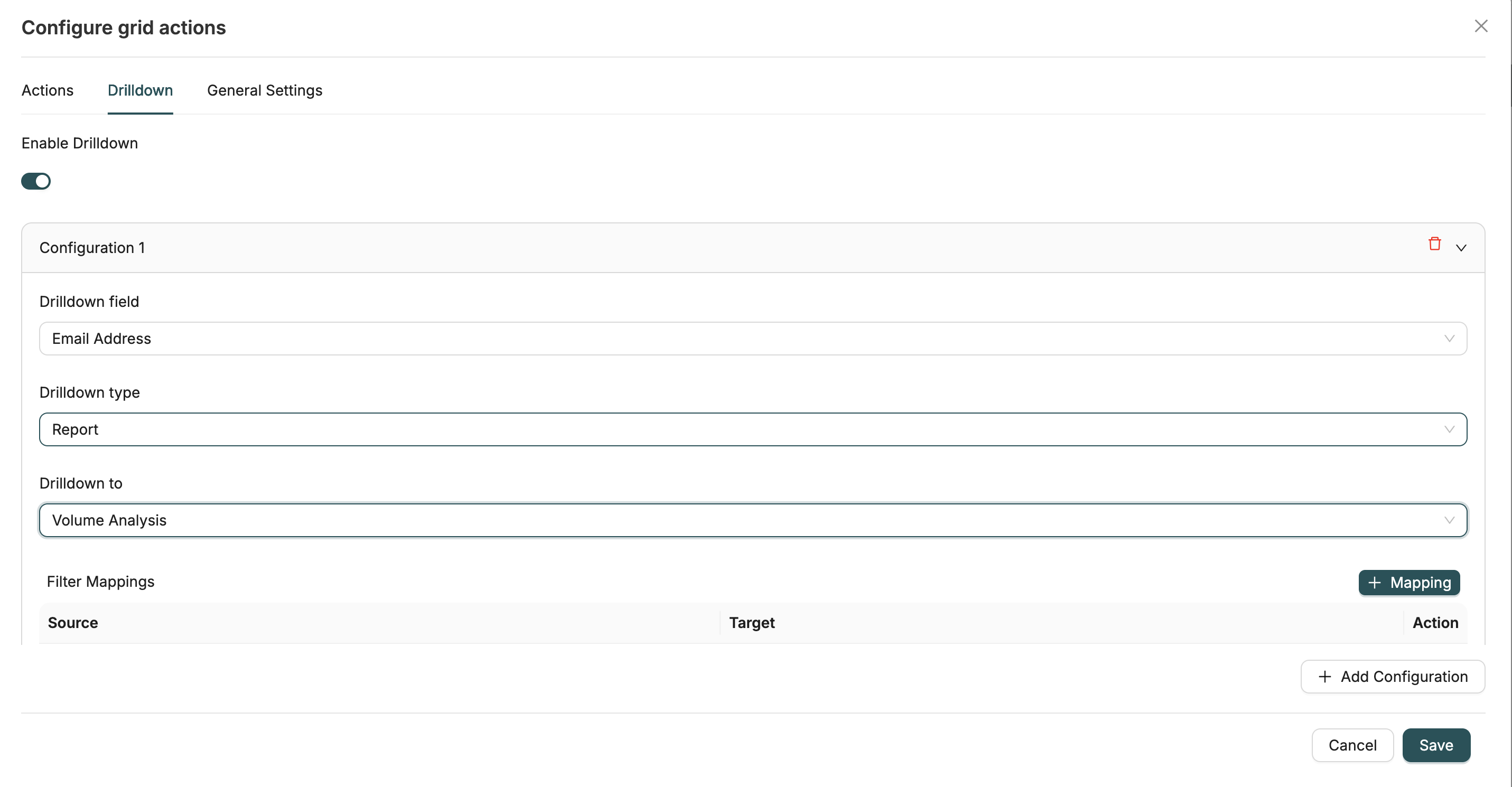 Drill-Down Tab Interface