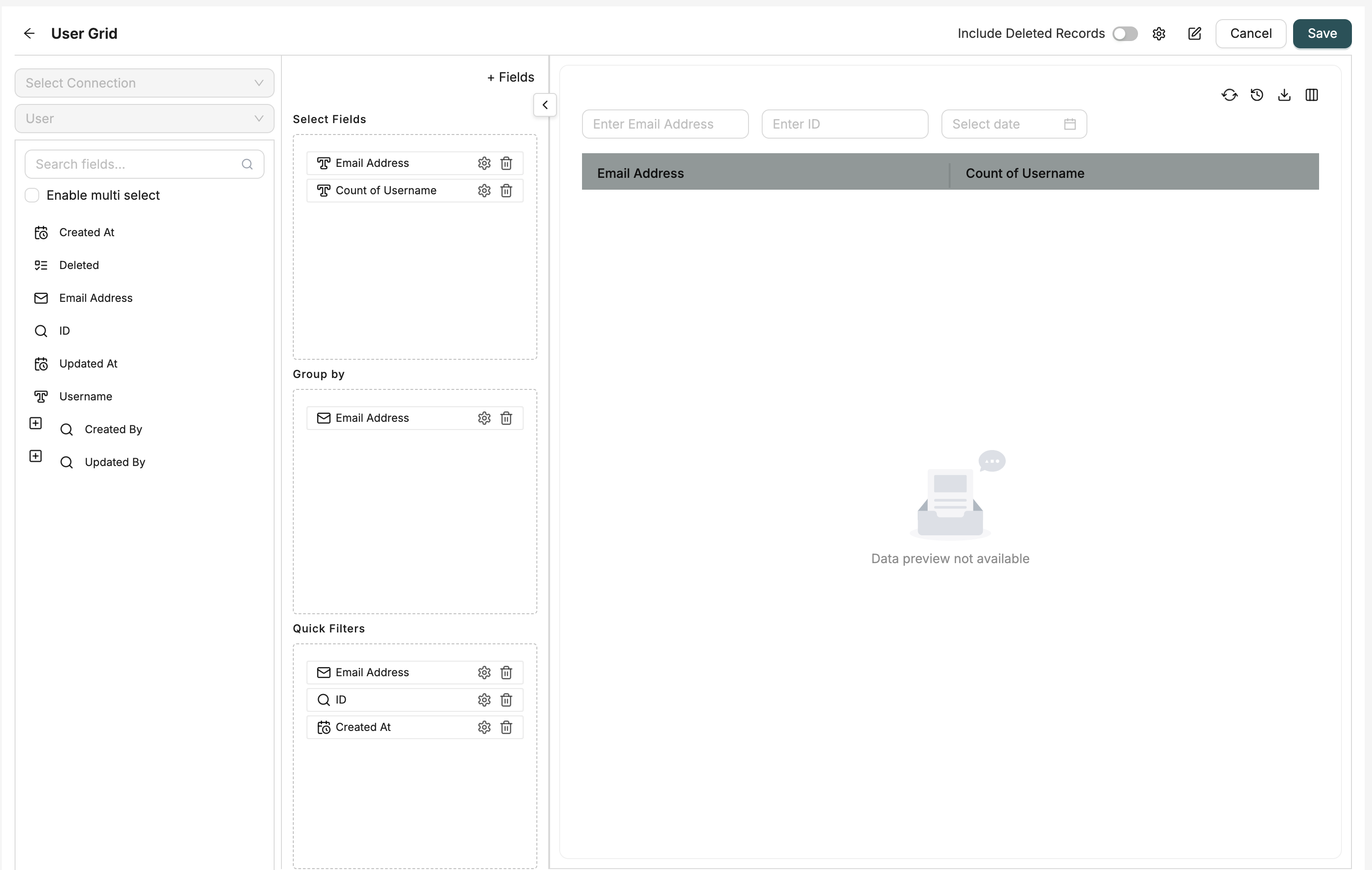 Datagrid Configuration Interface