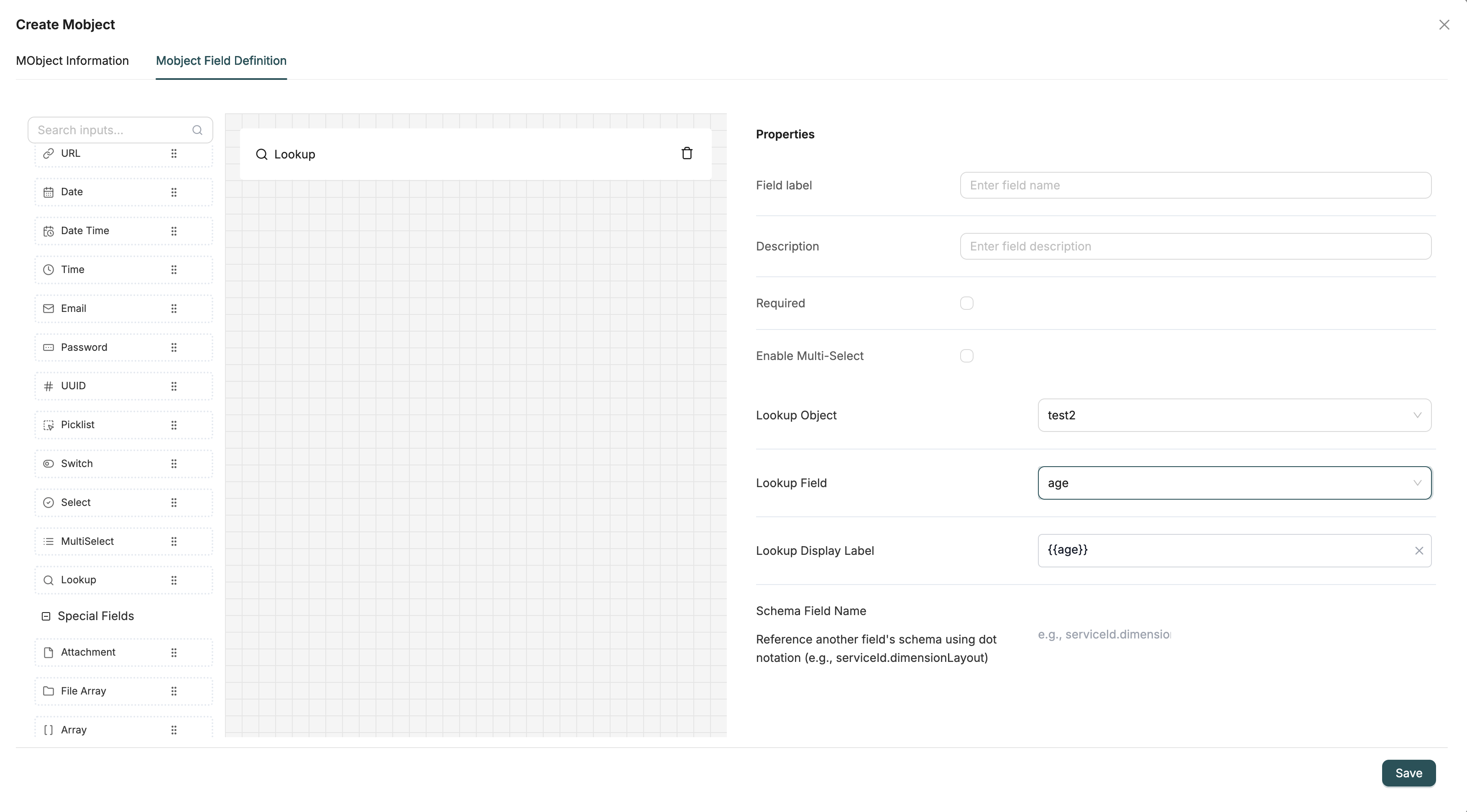 Lookup Fields Configuration