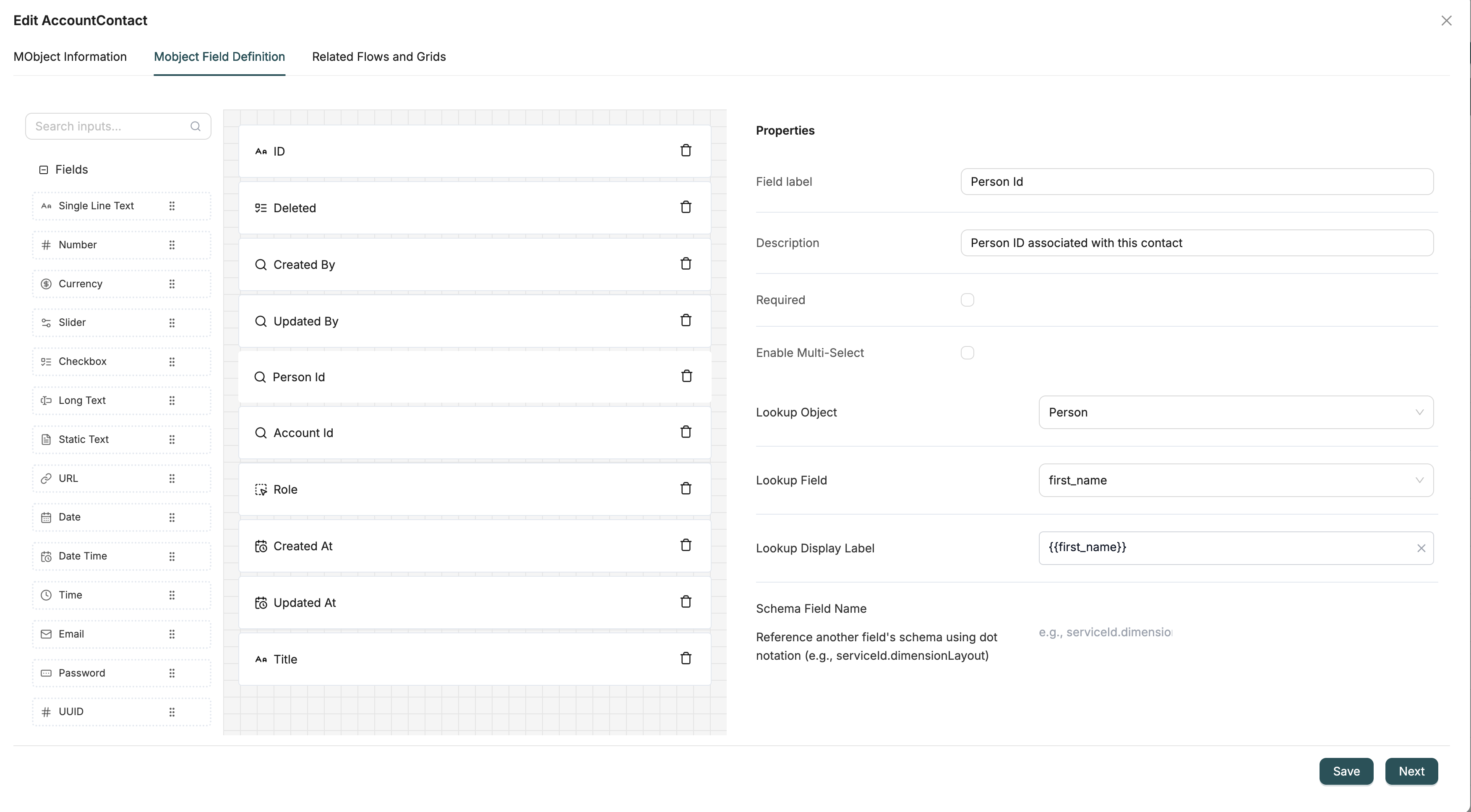 Object Field Definition
