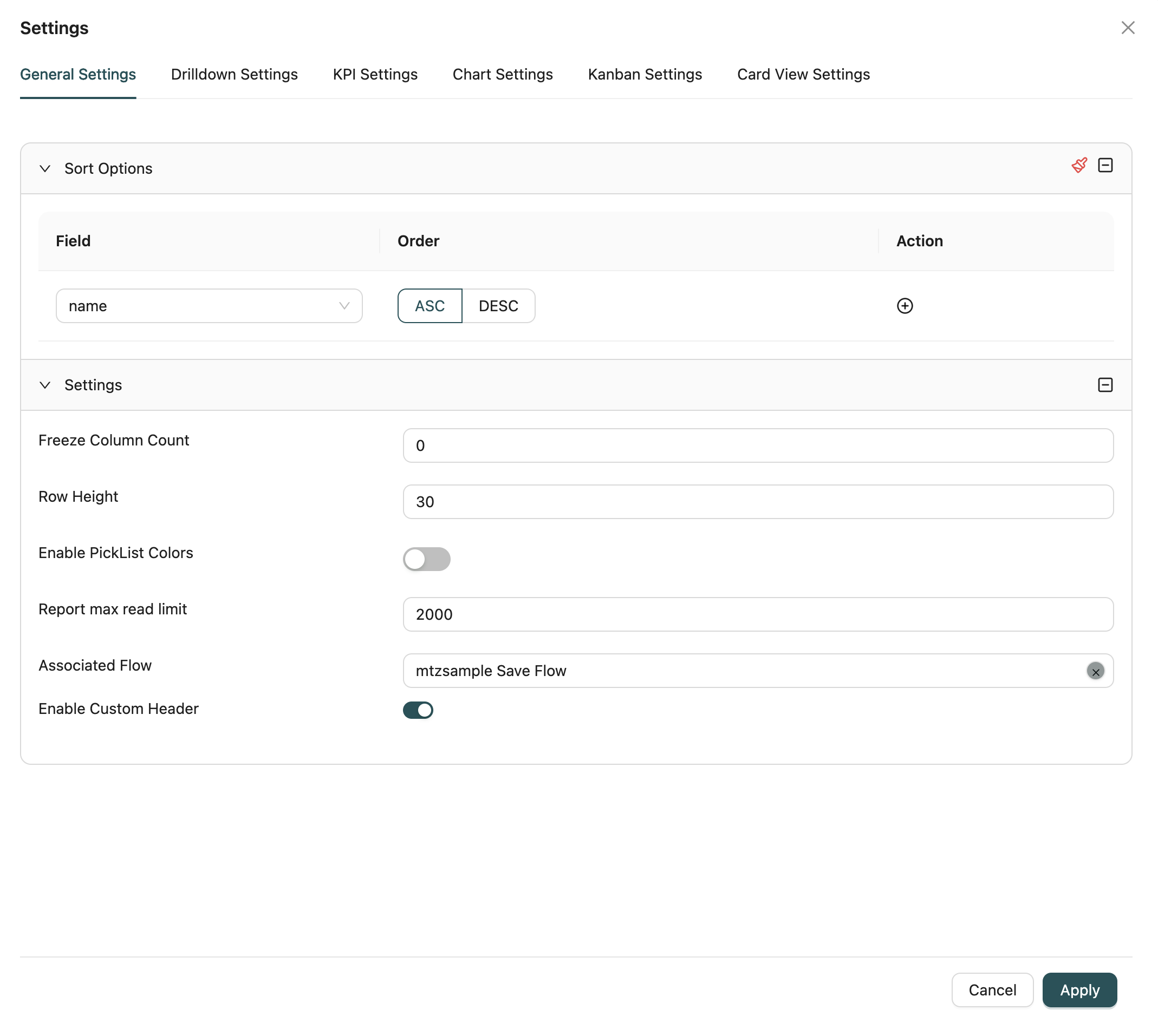 General Settings Tab Interface