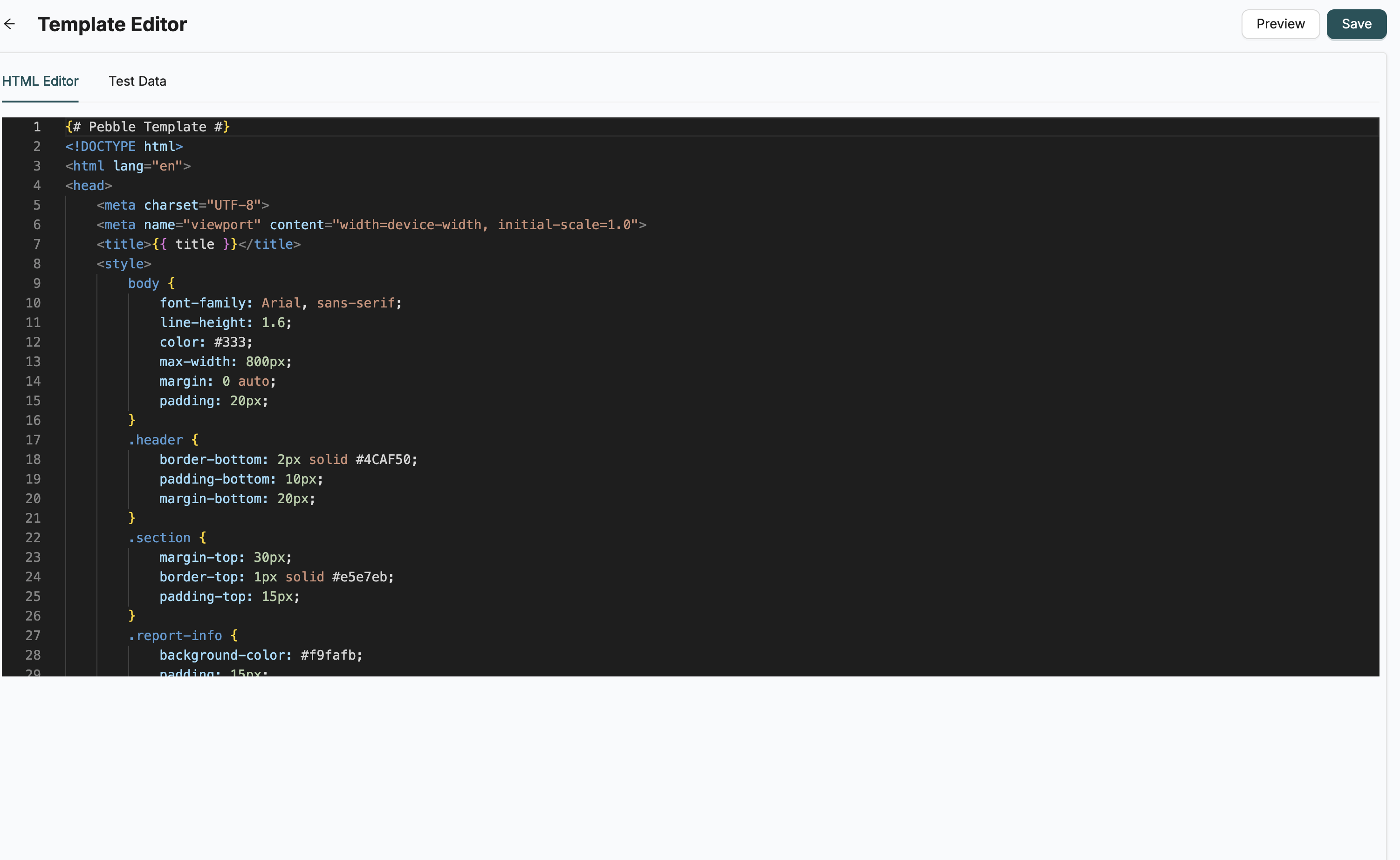 Template Content Interface